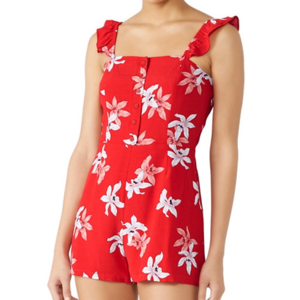 NWT BB Dakota Daisy Floral Flutter Button Romper - Picture 2 of 11